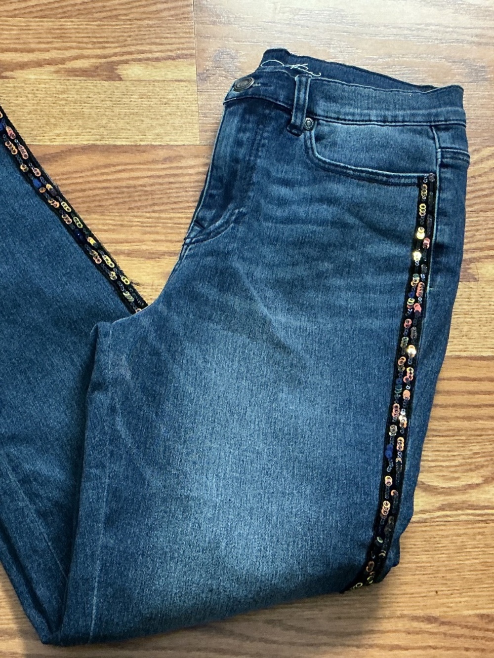 DG2 Diane Gilman  Sequin Stripe Stretch Skinny Jeans Size 4